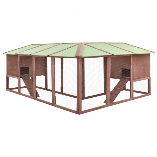 Jaula conejera de exterior con corral madera abeto mocca blanco M 4