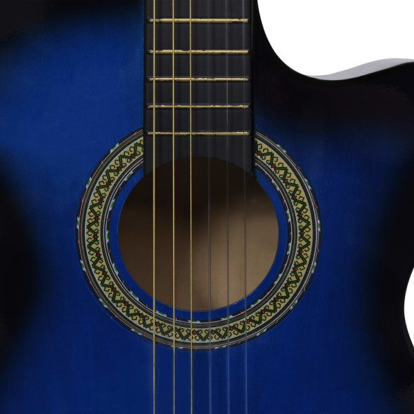 Guitarra clásica occidental con ecualizador y 6 cuerdas azul M 5