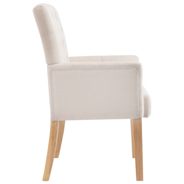 Silla de comedor con reposabrazos de tela beige M 4