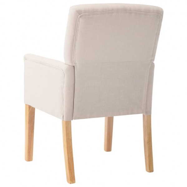 Silla de comedor con reposabrazos de tela beige M 5