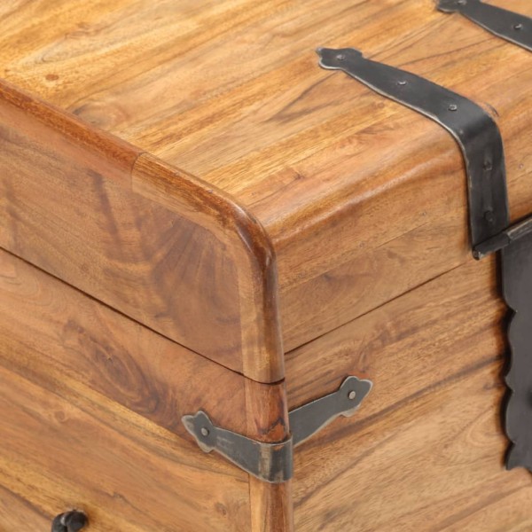 Baúl de madera maciza de acacia 40x40x40 cm M 2