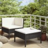 Set muebles de jardín 2 piezas y cojines ratán sintético negro 1