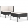Set muebles de jardín 2 piezas y cojines ratán sintético negro 2
