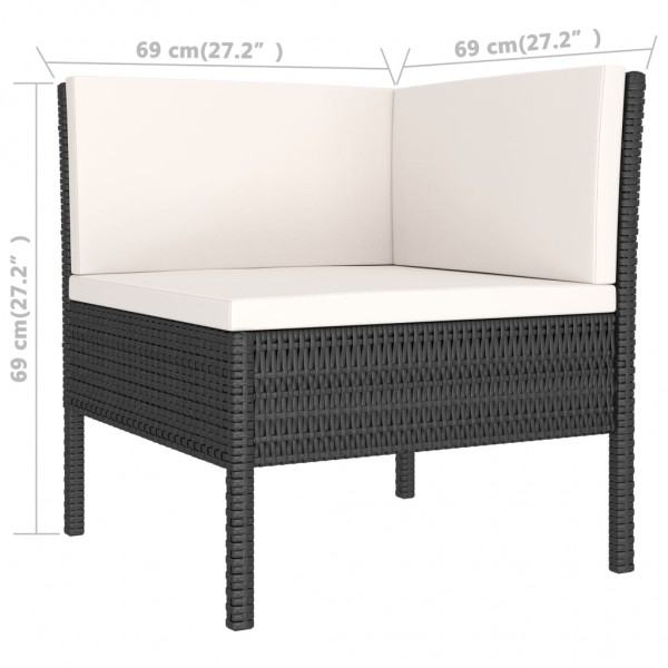 Set muebles de jardín 2 piezas y cojines ratán sintético negro M 5