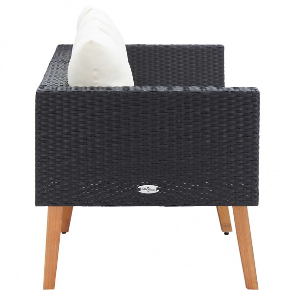 Sofá de jardín 2 plazas con cojines ratán sintético negro M 3