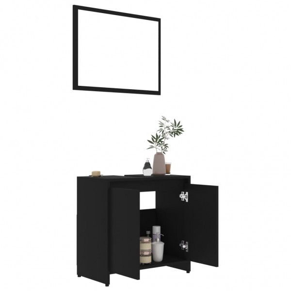 Conjunto de muebles de baño madera contrachapada negro M 3