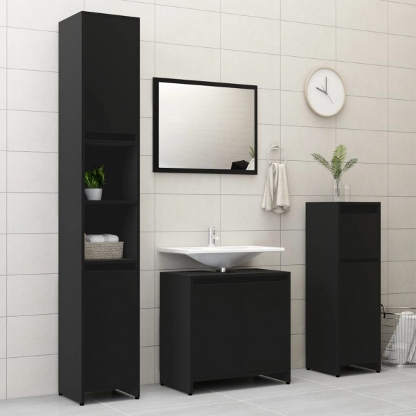 Conjunto de muebles de baño madera contrachapada negro M 4