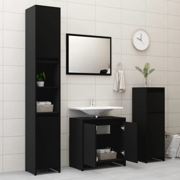 Conjunto de muebles de baño madera contrachapada negro M 5