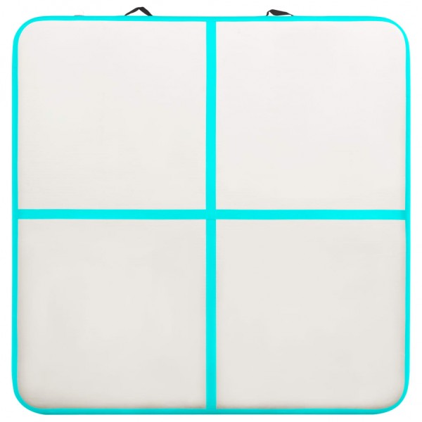 Esterilla inflable de gimnasia y bomba PVC verde 200x200x15 cm M 5