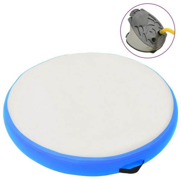 Esterilla inflable de gimnasia y bomba PVC azul 100x100x10 cm D