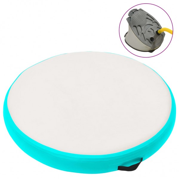 Esterilla inflable de gimnasia y bomba PVC verde 100x100x15 cm D