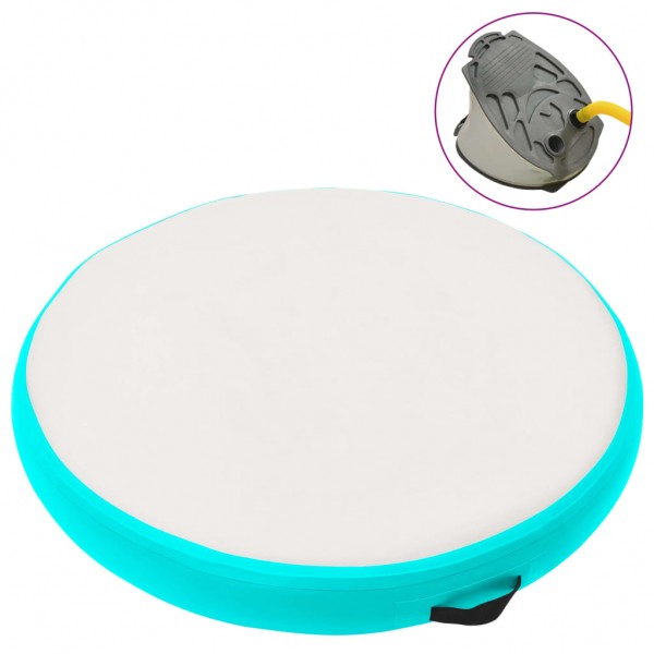 Esterilla inflable de gimnasia y bomba PVC verde 100x100x20 cm D