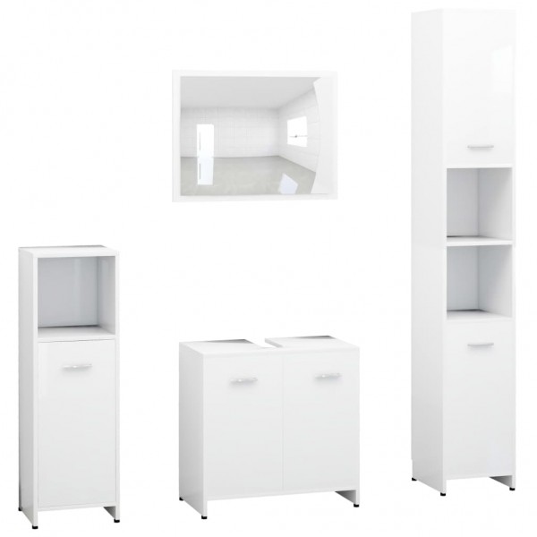 4 pcs conjunto de móveis de casa de banho contraplacado branco D