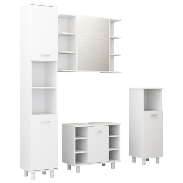 4 pcs conjunto de móveis de casa de banho contraplacado branco D