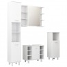4 pcs conjunto de móveis de casa de banho contraplacado branco 1
