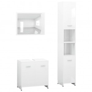 3 pcs conjunto de móveis de casa de banho contraplacado branco H