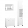 3 pcs conjunto de móveis de casa de banho contraplacado branco 2