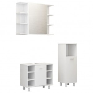 3 pcs conjunto de móveis de casa de banho contraplacado branco H
