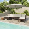Set muebles de jardín 6 piezas y cojines ratán sintético marrón 1