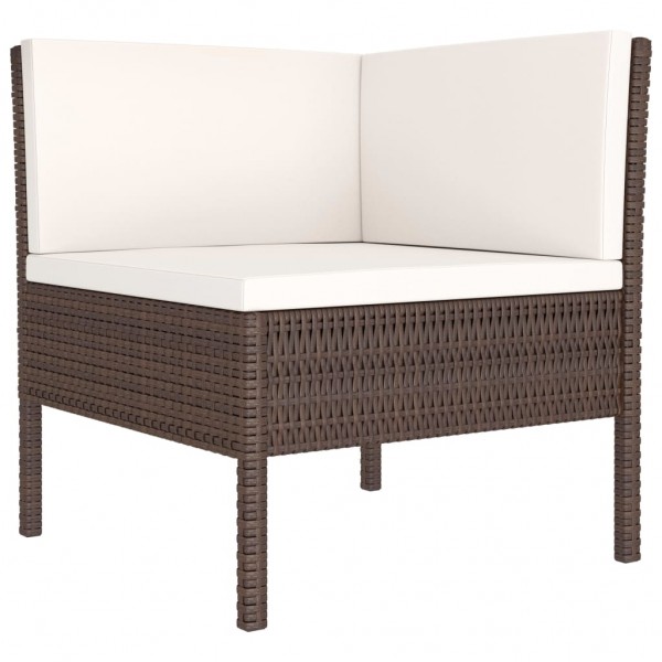 Set muebles de jardín 6 piezas y cojines ratán sintético marrón M 5