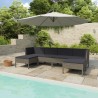 6 pcs conjunto lounge de jardim c/ almofadões vime PE cinzento 1