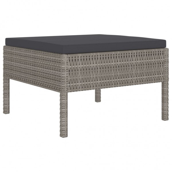 Set de muebles de jardín 6 pzas y cojines ratán sintético gris M 5