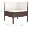 Set muebles de jardín 4 piezas y cojines ratán sintético marrón 5