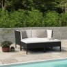 4 pcs conjunto lounge de jardim c/ almofadões vime PE preto 1