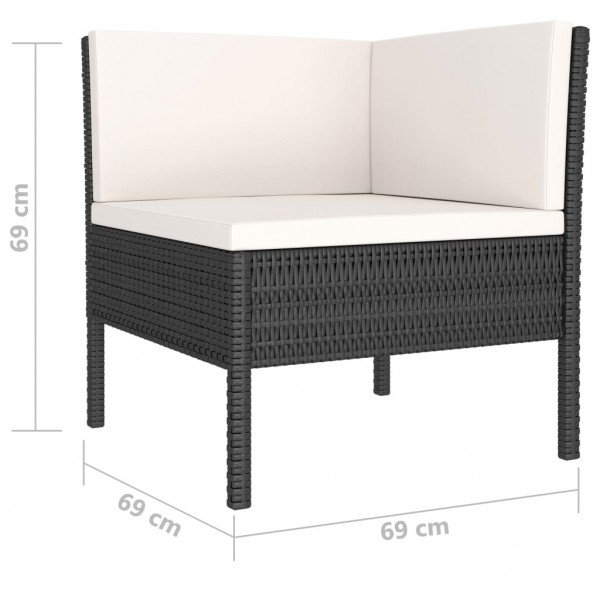 Set de muebles de jardín 4 pzas y cojines ratán sintético negro M 5
