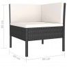 4 pcs conjunto lounge de jardim c/ almofadões vime PE preto 5