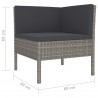4 pcs conjunto lounge de jardim c/ almofadões vime PE cinzento 5