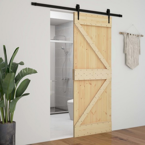 Puerta corredera con herrajes madera maciza de pino 90x210 cm M 5