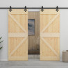 Puerta corredera con herrajes madera maciza de pino 90x210 cm 5