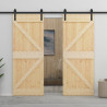 Puerta corredera con herrajes madera maciza de pino 100x210 cm 5