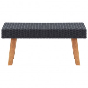 Mesa de centro para jardim vime PE preto H