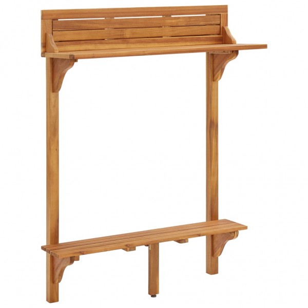 Mesa alta de balcón de madera de acacia maciza 90x37x122.5 cm D