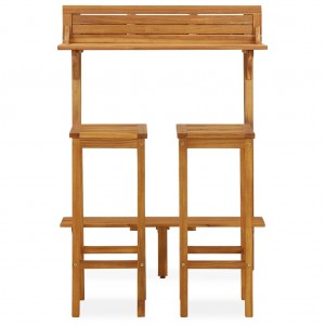 Juego de bar de balcón 3 piezas madera maciza de acacia H