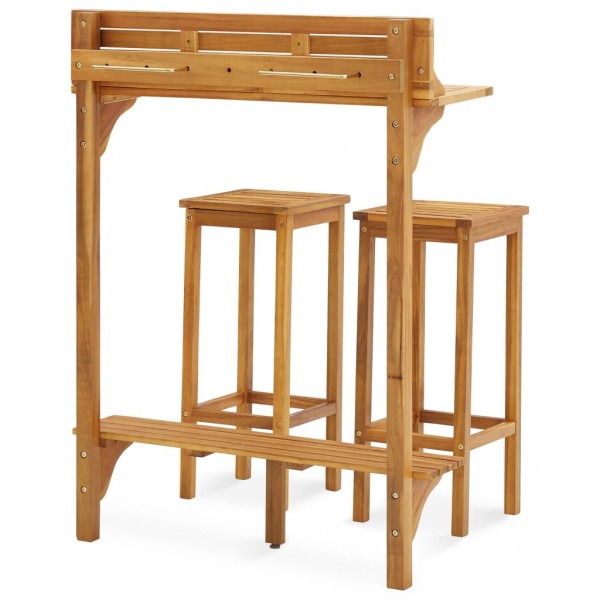 Juego de bar de balcón 3 piezas madera maciza de acacia M 4