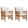 Cadeiras de jardim c/ almofadões 2 pcs madeira acácia 1