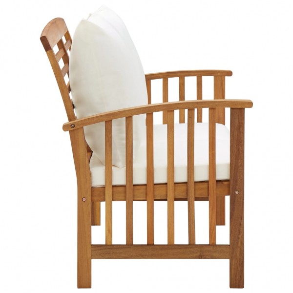 Banco de jardín con cojines 119 cm madera maciza de acacia M 3