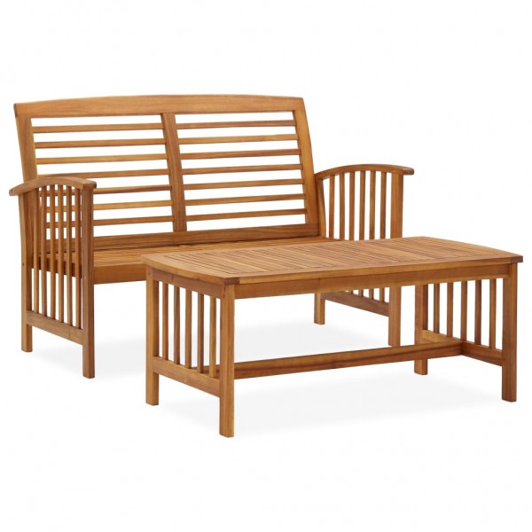 Juego de muebles de jardín 2 piezas madera maciza de acacia D