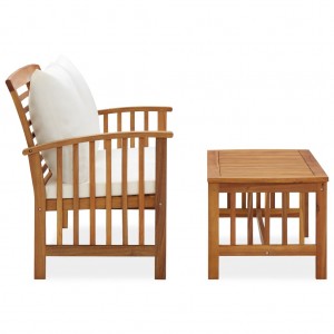Muebles de jardín 2 piezas con cojines madera maciza de acacia H