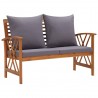 2 pcs conjunto lounge de jardim c/ almofadões acácia maciça 4
