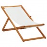 Silla de playa plegable madera de eucalipto y tela blanco crema 1