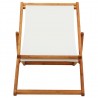 Silla de playa plegable madera de eucalipto y tela blanco crema 2