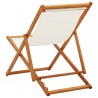 Silla de playa plegable madera de eucalipto y tela blanco crema 4