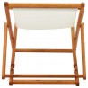 Silla de playa plegable madera de eucalipto y tela blanco crema 5