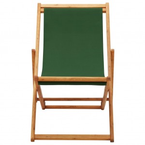 Silla de playa plegable madera de eucalipto y tela verde H