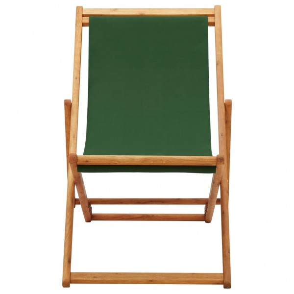 Silla de playa plegable madera de eucalipto y tela verde M 2