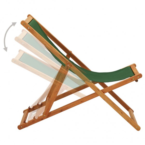 Silla de playa plegable madera de eucalipto y tela verde M 3